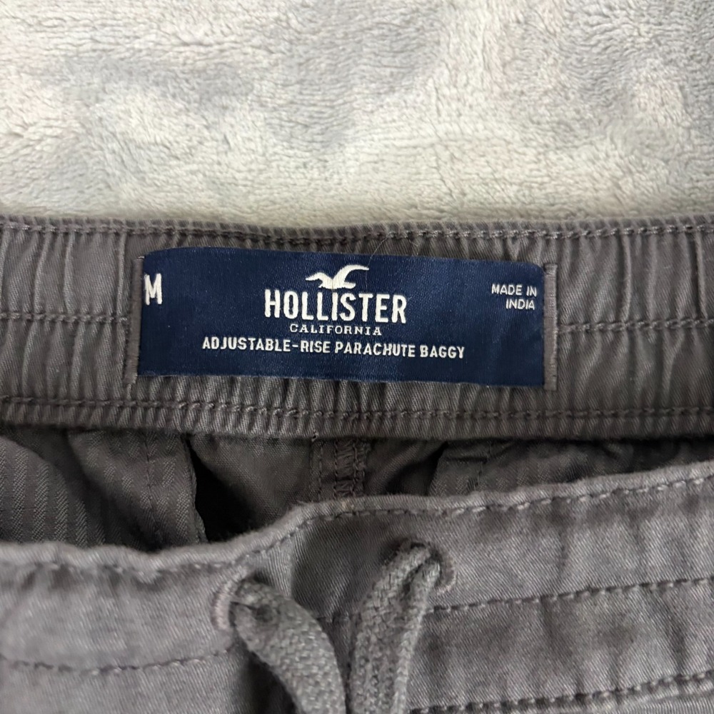 NWT Hollister Size Medium Adjustable Rise Parachute Baggy Pants Gray Cotton - Picture 4 of 11